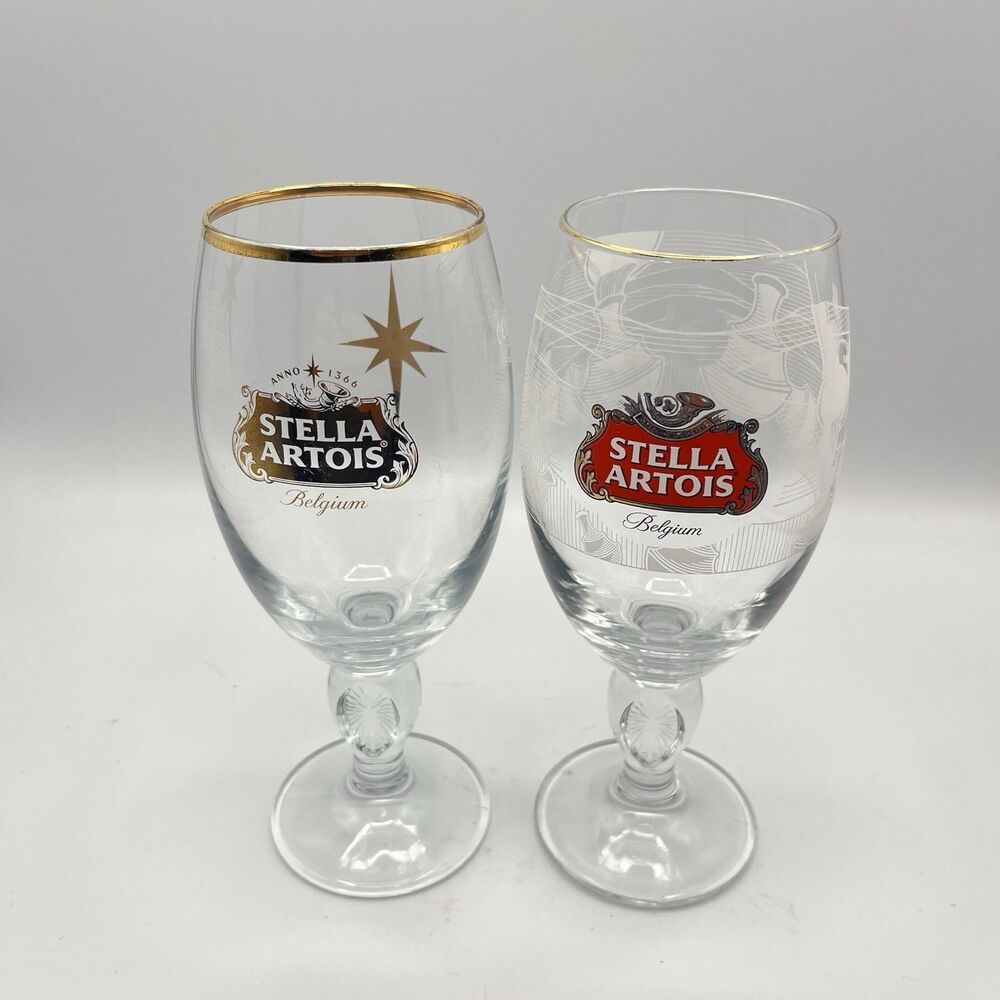 STELLA ARTOIS Belgium 33cl Glass Stem Barware - Set Of 2